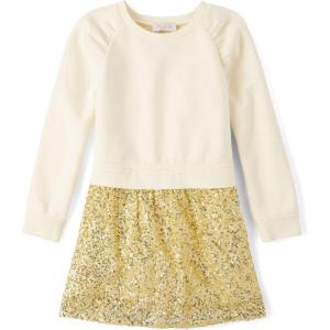 imageThe Childrens Place Girls Long Sleeve Sweater DressWhite Daisy Sweatshirt