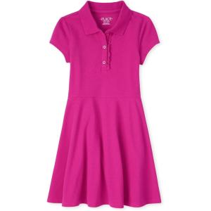 imageThe Childrens Place Girls Short Sleeve Ruffle Polo DressAurora Pink