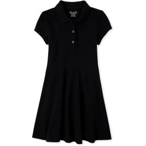 imageThe Childrens Place Girls Short Sleeve Ruffle Polo DressBlack