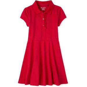 imageThe Childrens Place Girls Short Sleeve Ruffle Polo DressRuby