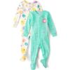 imageThe Childrens Place Baby Girls and Toddler Long Sleeve 100 Cotton ZipFront One Piece Footed PajamaHeart PrintSpace Print 2pack