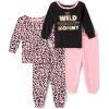 imageThe Childrens Place Baby Girls and Toddler Long Sleeve Top and Pants Snug Fit 100 Cotton 2 Piece Pajama SetWild About MommyLeopard 2pack