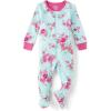 imageThe Childrens Place Baby Girls and Toddler Snug Fit 100 Cotton ZipFront One Piece Footed PajamaCrystalmint Floral