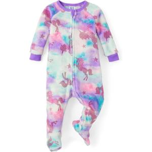 imageThe Childrens Place Baby Girls Foil Unicorn Fleece One Piece PajamasFoil Unicorn