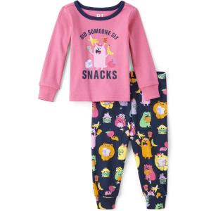 imageThe Childrens Place Baby Girls and Toddler Long Sleeve Top and Pants Snug Fit 100 Cotton 2 Piece Pajama SetDid Someone Say Snacks