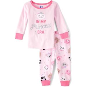 imageThe Childrens Place Baby Girls and Toddler Long Sleeve Top and Pants Snug Fit 100 Cotton 2 Piece Pajama SetPrincess Era