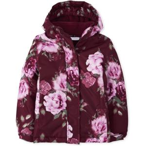 imageThe Childrens Place Girls Heavy 3 in 1 Winter Jacket Wind WaterResistant Shell Fleece InnerBeet Floral