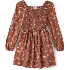 imageThe Childrens Place Girls Long Sleeve Everyday DressPecan Pie Smocked