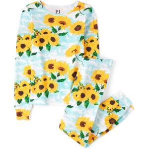 imageThe Childrens Place Girls Long Sleeve Top and Pants Snug FitSunflowers