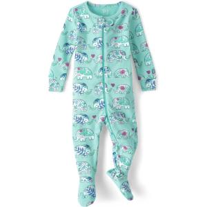 imageThe Childrens Place babygirls And Toddler Snug Fit 100 Cotton One Piece Zip Front Footed PajamaSeafrost