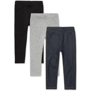 imageThe Childrens Place Baby Girls and Toddler Leggings 3PackBlackSmoke GrayTrue Indigo 3pack