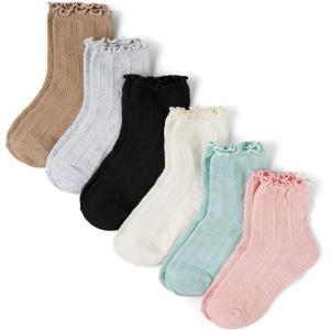 imageThe Childrens Place Baby Girls and Toddler Midi Socks Variety PackSolid Colors Lettuce 6pack