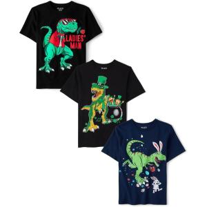 imageThe Childrens Place Boys All Holidays Short Sleeve Graphic TShirtsmultipacksVdayEasterSt Pats Dinos 3pack