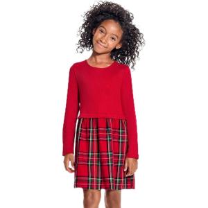 imageThe Childrens Place Girls Long Sleeve Everyday DressClassic Red Plaid