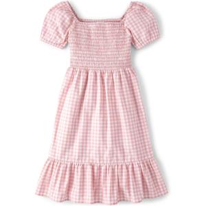 imageThe Childrens Place Womens Mommy and Me Matching Short Sleeve DressesPink Gingham Puff Sleeve