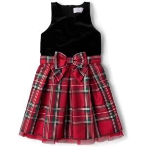 imageThe Childrens PlaceGirlsSleeveless Dressy DressesClassic Red Plaid Velour6