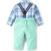 imageThe Childrens Place babyboys And Newborn Button Down Shirt and Pants 2 Piece OutfitMellow Aqua Set