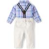 imageThe Childrens Place babyboys And Newborn Button Down Shirt and Pants 2 Piece OutfitPetal Purple Plaid