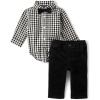 imageThe Childrens Place babyboys And Newborn Button Down Shirt and Pants 2 Piece OutfitBlack Check