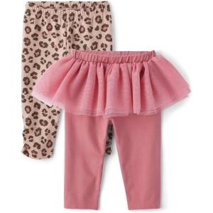 imageThe Childrens Place Baby Girls and Newborn Knit Pull on PantsBlush TutuCheetah 2pack