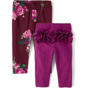 imageThe Childrens Place Baby Girls and Newborn Knit Pull on PantsFloralFuschia Tutu 2pack