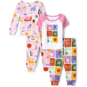 imageThe Childrens Place Baby Girls and Toddler Boy Sleeve Top and Shorts 100 Cotton 2 Piece Pajama SetsI Spy 2pack