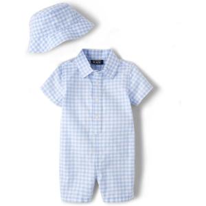 imageThe Childrens Place babyboys And Newborn Woven Plaid Romper and Hat 2piece SetWhirlwind