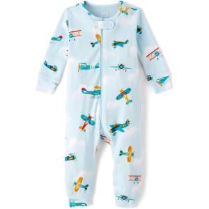 imageThe ChildrenS Place BabyBoys And Toddler Long Sleeve 100 Cotton ZipFront One Piece Footed PajamasBlue Planes