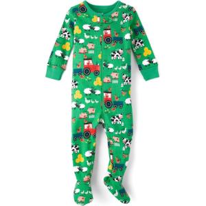 imageThe ChildrenS Place BabyBoys And Toddler Long Sleeve 100 Cotton ZipFront One Piece Footed PajamasFarm Animals
