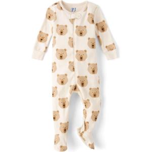 imageThe Childrens Place Unisex Baby and Toddler Long Sleeve 100 Cotton ZipFront One Piece Footed PajamaBear Faces