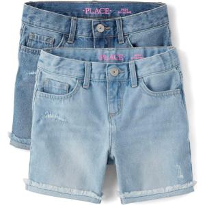 imageThe Childrens Place Girls Distressed Denim Midi ShortSerena WashCloudless Wash 2pack