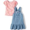 imageThe Childrens Place babygirls And Toddler Short Sleeve Shirt and Skirtall 2 Piece OutfitFuzzy Pink
