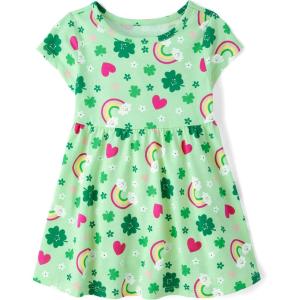 imageThe Childrens Place Baby Girls and Toddler Short Sleeve Casual Skater DressesSt Patricks Print