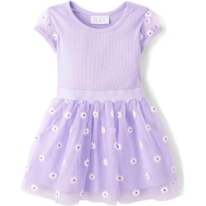 imageThe Childrens Place Baby Girls and Toddler Short Sleeve Dressy DressesLoveable Flower Mesh