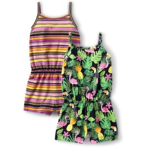 imageThe Childrens Place babygirls And Toddler Girls Strappy Shorts RomperBlack StripeTropical