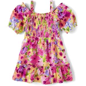 imageThe Childrens Place Baby Girls and Toddler Short Sleeve Dressy Special Occasion DressesMadalyn Floral Cold Shoulder