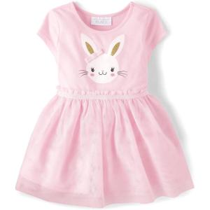 imageThe Childrens Place Baby Girls and Toddler Short Sleeve Dressy Special Occasion DressesPink Bunny