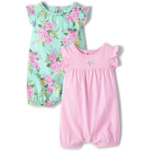 imageThe Childrens Place babygirls And Toddler Everyday Summer RompersGreen FloralPink