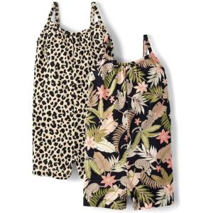 imageThe Childrens Place babygirls And Toddler Everyday Summer RompersLeopard 2pack