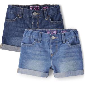 imageThe Childrens Place Baby Girls Roll Cuff Denim Shortie ShortsSage Wash