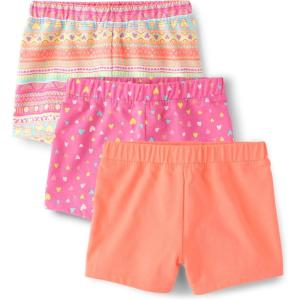 imageThe Childrens Place Baby Girls and Toddler Assorted Knit ShortsSolid French RoseHeartPrinted 3pack