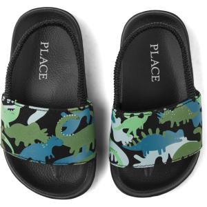 imageThe Childrens Place Baby Boys and Toddler Everyday Slide Sandals with BackstrapDino Glow Camo