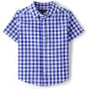 imageThe Childrens PlaceBaby Boysand Toddler Poplin Short Sleeve Button Down ShirtRenew Blue Plaid12 Months18 Months