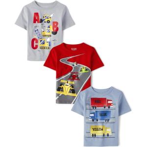 imageThe Childrens Place Baby Boys Educational Short Sleeve Graphic T ShirtAbcRacecarsColor Trucks 3pack