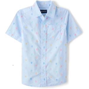 imageThe Childrens Place Boys and Toddler Boys Short Sleeve Button Down ShirtEaster Egg Geometric Print