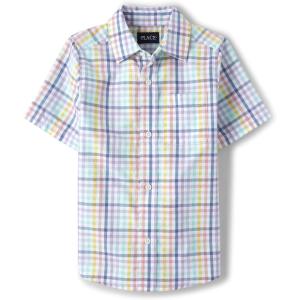 imageThe Childrens Place Boys and Toddler Boys Short Sleeve Button Down ShirtMulti Color Plaid