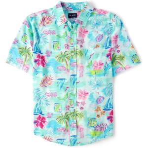 imageThe Childrens Place Mens Dad and Son Matching Short Sleeve Button Down ShirtTropical