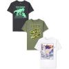 imageThe Childrens Place Boys Short Sleeve Graphic TShirts MultipackDino FightT RexDino 3pack