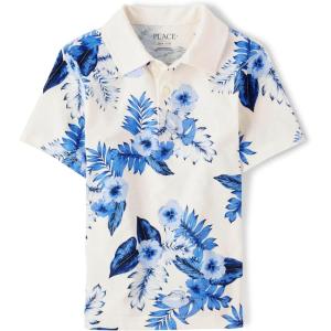 imageThe Childrens Place Boys Short Sleeve Pique PoloWhite Tropic