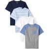 imageThe Childrens Place Boys Short Sleeve Layering TeesBlueLt Blue StripeWhiteGrey 4pack